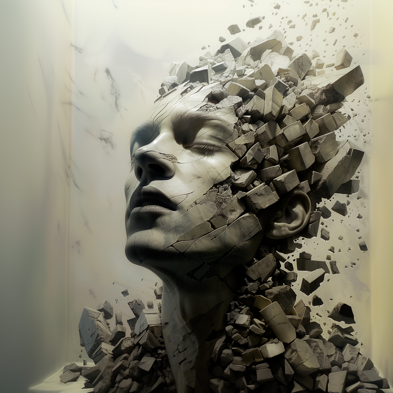 ai-generated-8992631_1280 ai generated image of a man composed of disintegrating blocks and parts